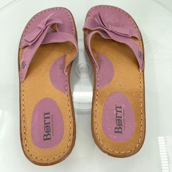 Born Women's Slide Sandal Size 9 Lavender Purple Strappy  Bow Casual Comfy Flat - Picture 7 of 15